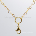 3.6mm 18"+2" wholesale jewelry gold long chain floating charms locket heart necklace